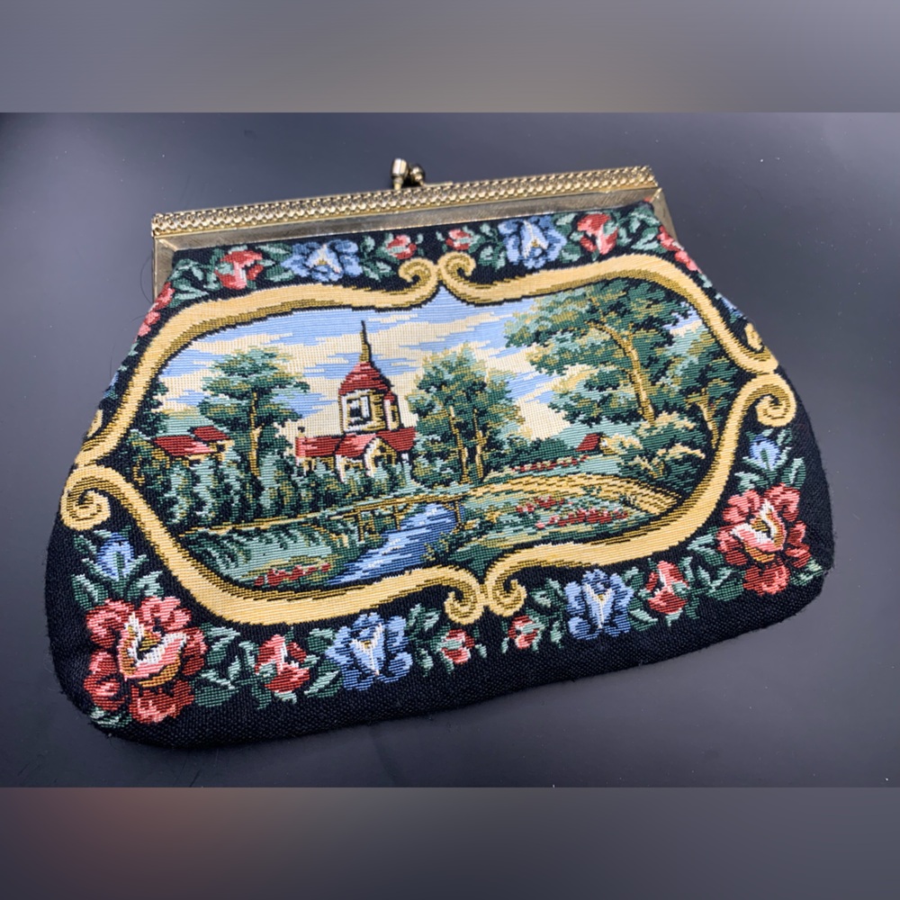 Vintage Tapestry Clutch Bag